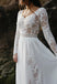 A Line V Neck Long Sleeves Lace Beach Wedding Dress, Bridal Gown UQW0076
