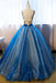 Uniquedresss Puffy V Neck Organza Applique Modest Prom Dress Evening Dress UQP0013