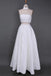 A Line Two Piece Floor Length Split Prom Dress, Strapless Long Formal Dresses UQ2459