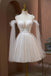 Ivory Off the Shoulder Tulle Short Homecoming Dress with Lace and Pearls UQH0122
