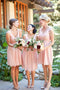 Simple A-line Pink V-neck Chiffon Short Bridesmaid Dresses, Wedding Party Dress UQB0020
