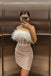 Sheath Strapless Sequins Mini Dress, New Style Bodycon Dress with Belt UQH0126