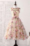 Cute Knee Length Sleeveless Lace Homecoming Dress with Flowers, Short Prom Dress UQ1967