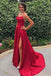 Spaghetti Strap Simple Prom Dress with Side Slit, Long Bridesmaid Dresses UQB0002