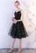 Black Spaghetti Straps V Neck Tulle Graduation Dress with Stars, Glitter Homecoming Dress N2147