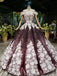 Sparkly Off the Shoulder Long Prom Dress with Flowers, Ball Gown Quinceanera Dresses UQ2494