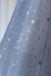 Blue Sparkly Tulle Prom Dress with Long Sleeves, New Style Long Dress with Beading UQP0208