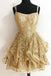 Gold Short homecoming Dresses Glitter Cocktail Party Dress, Mini Shiny Straps Dresses N2172