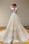 Gorgeous A Line Sleeveless Tulle Lace Applique Long Wedding Dresses, Bridal Gown UQW0083