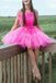 Light Pink Strapless Tulle Short Homecoming Dress with Sash, Short Prom Gown UQH0112