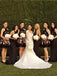 A-Line Black Lace Appliques Open Back Halter Short Bridesmaid Dresses UQB0004