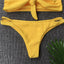High Leg High Waisted Bandeau Yellow Two Piece Bikini Set SW909