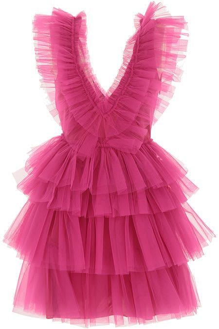Fashionable Pink and Black Tulle V-neckline Party Dress, Pink Lace App