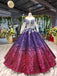 Ball Gown Long Sleeves Sequins Ombre Prom Dress, Puffy Quinceanera Dress UQ2309