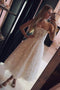 Ivory Spaghetti Strap Tea Length Starry Tulle Homecoming Dress, Midi Prom Dresses UB2374