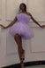 Lavender Strapless Tulle Short Homecoming Dress, Short Prom Gown UQH0113