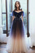 Uniquedresss Ombre Tulle Short Sleeves Long Prom Dress, Princess Evening Dress UQP0015