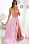 Modest A-line Sweetheart Split Long Prom Dresses Fashion Prom Gowns with Appliques UQ2519