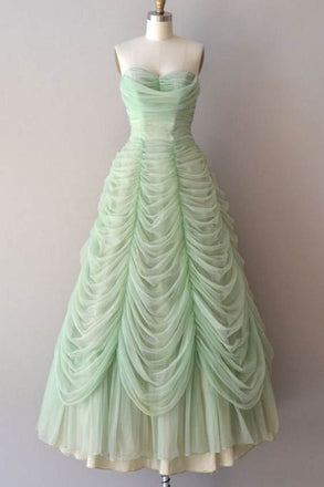 Mint Green Sweetheart Floor Length Long Prom Dress, Ruched Chiffon Party Gown UQP0081