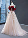 Uniquedresss Vintage Red Straps Tulle Formal Dress, Elegant Applique Prom Dress UQP0016