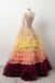 Unique Multi Color Layered One Shoulder Long Sleeves Prom Dress Formal Gown UQP0111