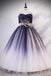 Ombre Ball Gown Prom Dress Quinceanera Dress with Delicate Gold Appliques UQP0076