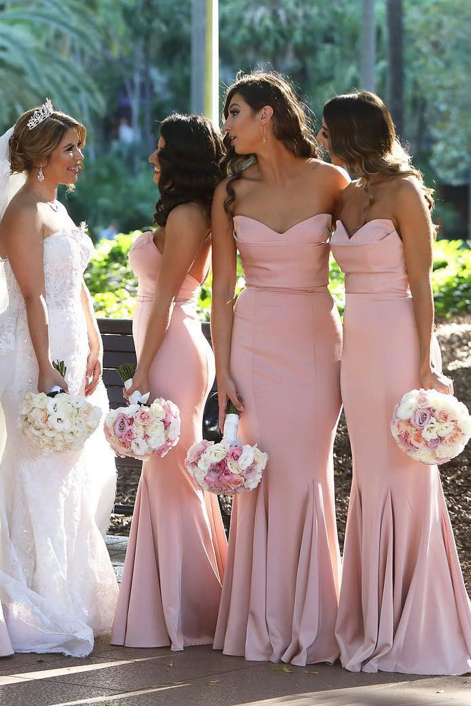 Pink Mermaid Bridesmaid Dresses Sweetheart Maid Of Honor Gowns Ruffles Uniquedresss Pink Mermaid Bridesmaid Dresses Sweetheart Maid Of Honor Gowns Ruffles Uniquedresss