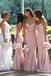 Pink Mermaid Bridesmaid Dresses Sweetheart Maid Of Honor Gowns Ruffles Dress for Wedding UQB0024