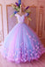 Princess Pink and Blue Ball Gown Prom Dresses with Flowers, Quinceanera Dresses UQP0173