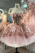 Princess Sparkly Sweetheart Prom Dresses with 3d Flowers, Pink Quinceanera Dresses UQP0180