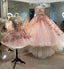Princess Sparkly Sweetheart Prom Dresses with 3d Flowers, Pink Quinceanera Dresses UQP0180