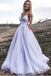 Shiny Lavender A Line Prom Dress with Pocket, Sparkly Formal Evening Dress UQP0041