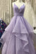 Spaghetti Straps Asymmetrical Long Prom Dress, Shiny Evening Gown UQP0065