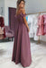 Spaghetti Straps Long Bridesmaid Dress with Slit, Off the Shoulder Prom Dress UQB0027