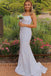 Spaghetti Straps White Sequined Mermaid Prom Dress with Slit, Formal Gown UQP0129