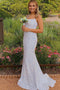 Spaghetti Straps White Sequined Mermaid Prom Dress, Formal Gown UQP0129