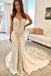 Ivory Satin Gorgeous Lace Spaghetti Strap Vintage Mermaid Wedding Dresses N1777
