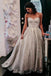 Shiny Sweetheart Silver Prom Dresses, Floor Length Strapless Long Evening Dress UQ2407