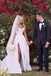 Strapless Satin Wedding Gown with Slit, Simple Long Beach Wedding Dress UQW0063