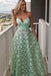 Tiffany Blue Spaghetti Straps V Neck Long Formal Dress, V Neck Long Prom Dress UQ1687