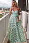 Tiffany Blue Spaghetti Straps V Neck Long Formal Dress, V Neck Long Prom Dress UQ1687