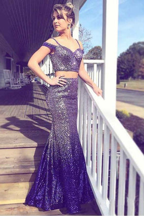 Long Sleeves Blue Ombre Beaded Prom Dresses, Long Sleeves Blue Ombre F –  Eip Collection