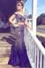 Spaghetti Straps Long Ombre Purple Sequined Prom Dresses, Two Piece Formal Dress UQ1695