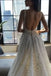 A Line Straps Long Wedding Dress with Lace Appliques, Gorgeous Bridal Gown with Slit UQW0054