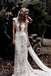 Vintage Lace V Neck Rustic Wedding Dresses Cap Sleeve Ivory Sheath Beach Wedding Gowns UQ2006