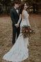 Vintage Long Sleeves Lace Wedding Dresses Backless Rustic Lace Wedding Dresses UQ2262