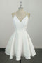 Simple V Neck Short Homecoming Dresses with Lace Back, A Line Short Party Dresses UQ1875