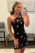 Black One Shoulder Sequins Sheath Homecoming Dress, Sparkly Bodycon Dress with Star UQH0135