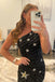 Black One Shoulder Sequins Sheath Homecoming Dress, Sparkly Bodycon Dress with Star UQH0135