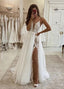 A-line Vintage Modest Wedding Dresses, Long Split Prom Dresses UQW0009